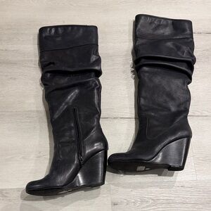 Jessica Simpson Black Slouch Wedge Knee-High Boots